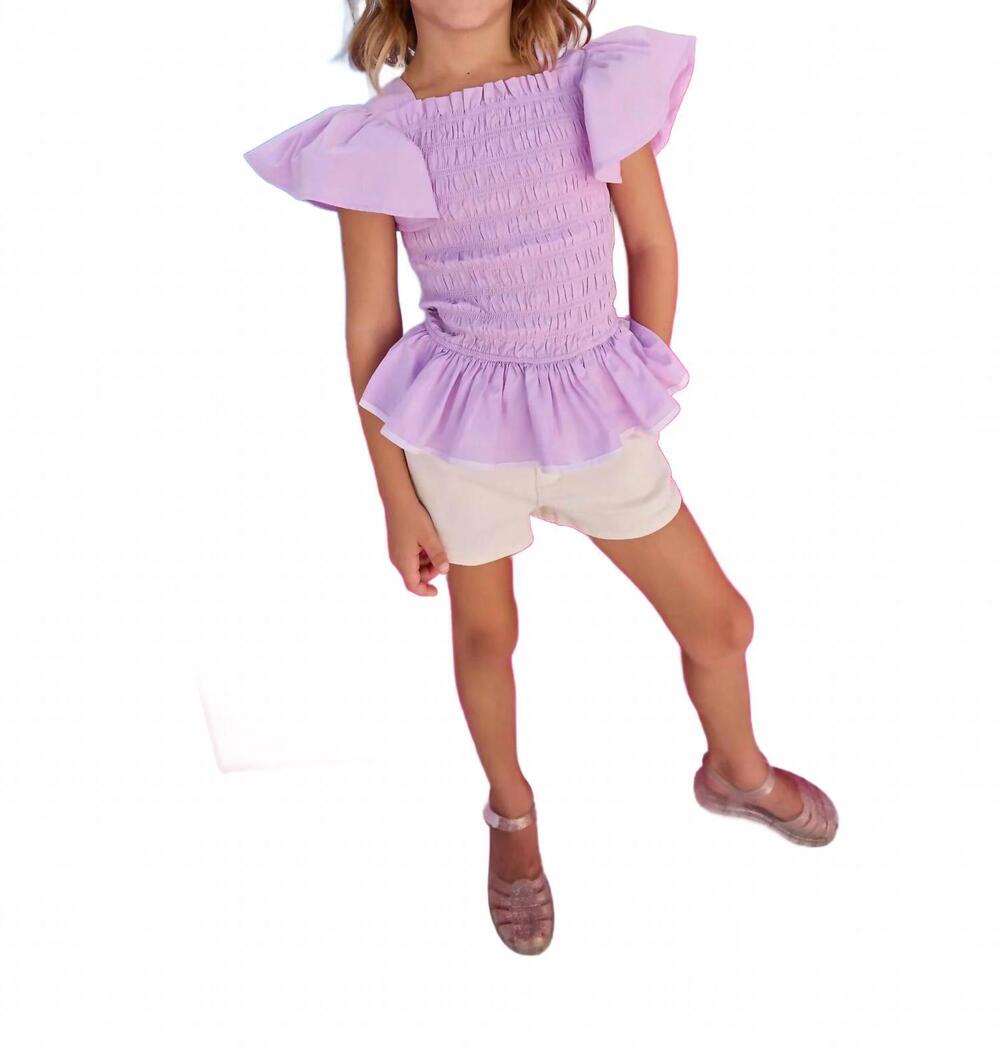 NEW BISBY india smocked top in lilac